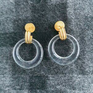 Julie Vos Madison Gold Clear Doorknocker Earrings BRAND NEW